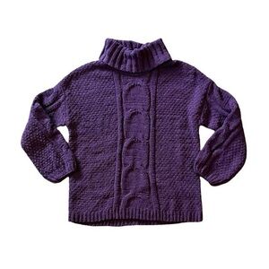 Seven7 Purple Chenille Knit Turtleneck Sweater - Size S